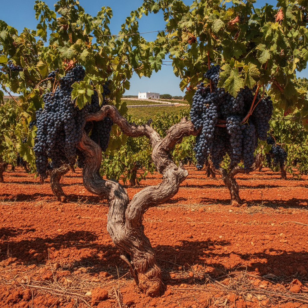 Sun-drenched Primitivo vines