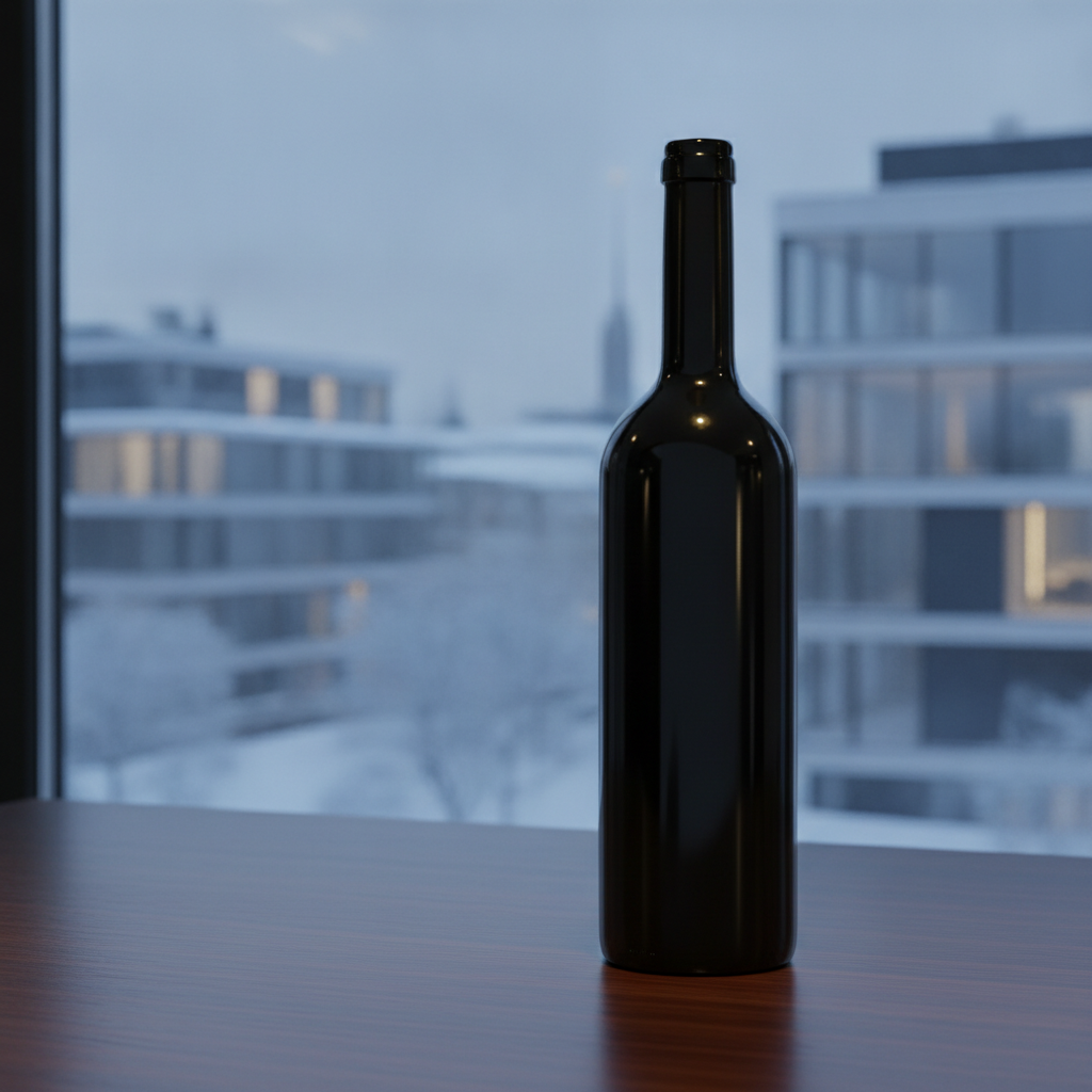 An unlabeled bottle of red wine