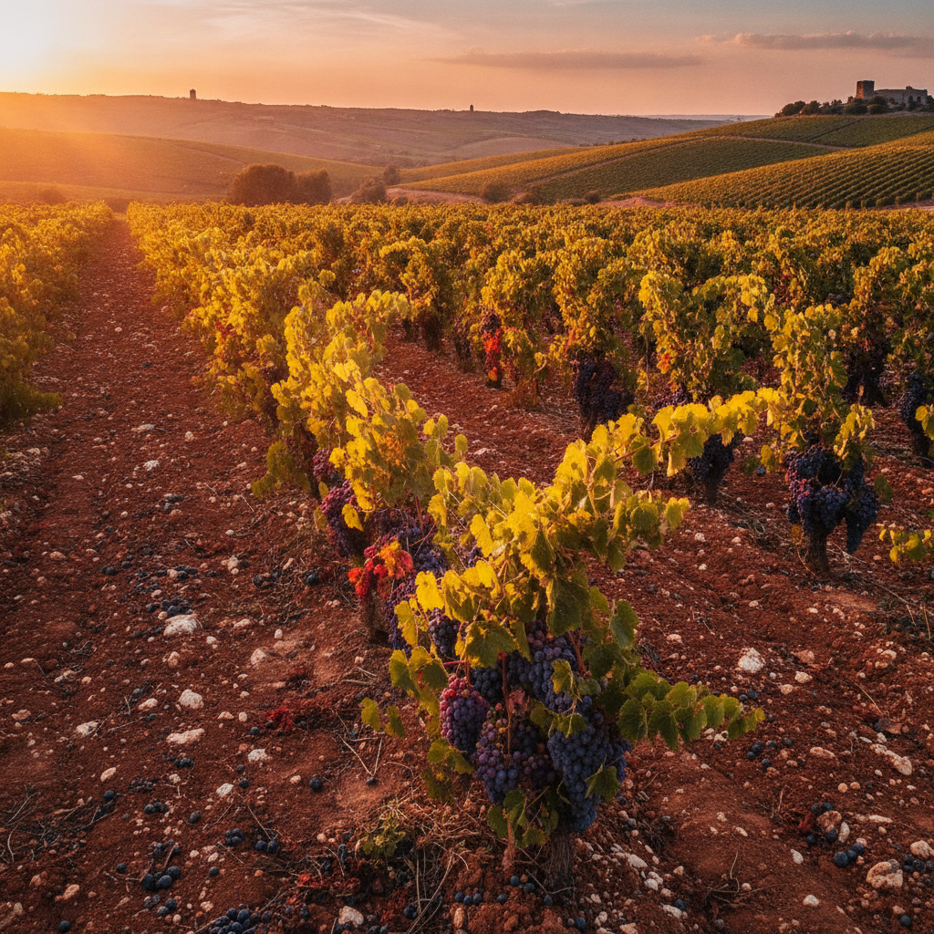 Vibrant grapevines thriving in Enna's unique mineral-rich soil