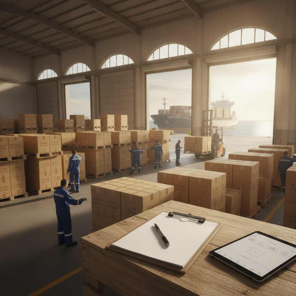 Sunlit warehouse bay in Spain