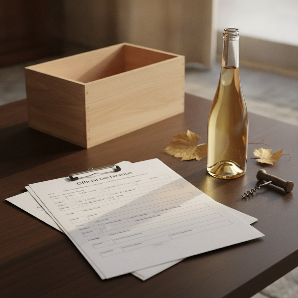 A meticulously organized desk scene: several official-looking