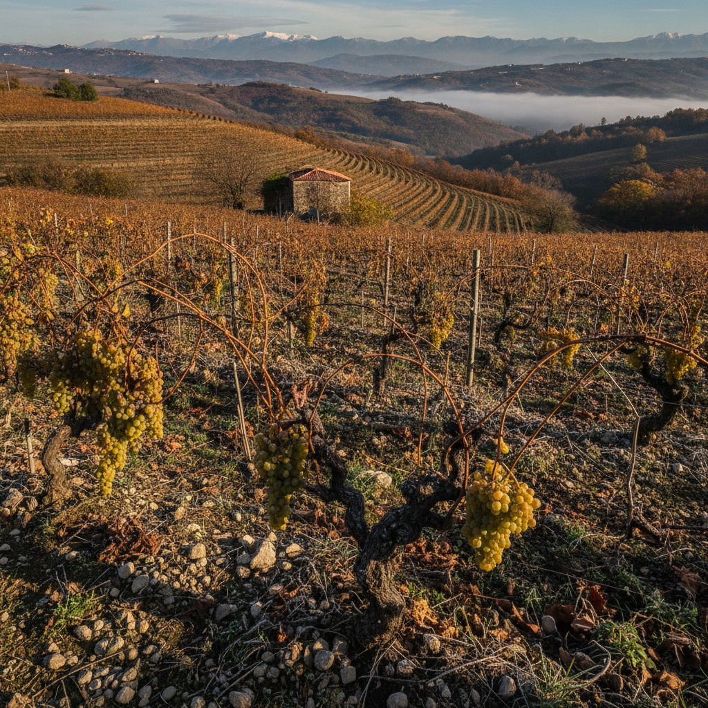 High-altitude Fiano vineyards in Lapio