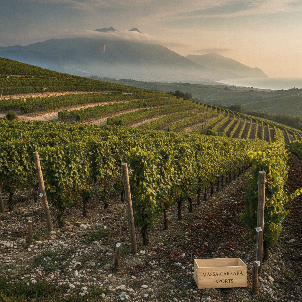 Vineyard rows in Massa-Carrara