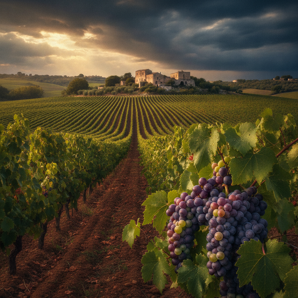 Rolling vineyards in Matera