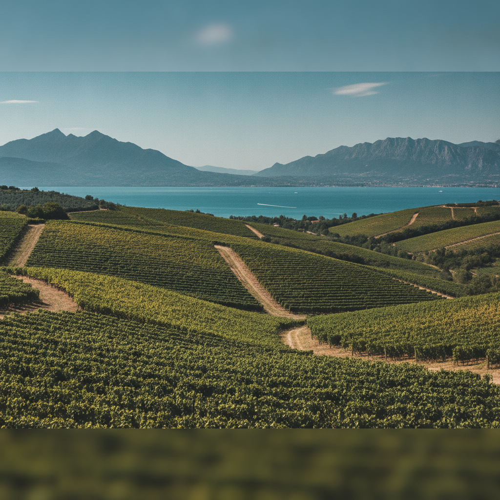 Panoramic view of lush vineyards on a gentle slope in Molise