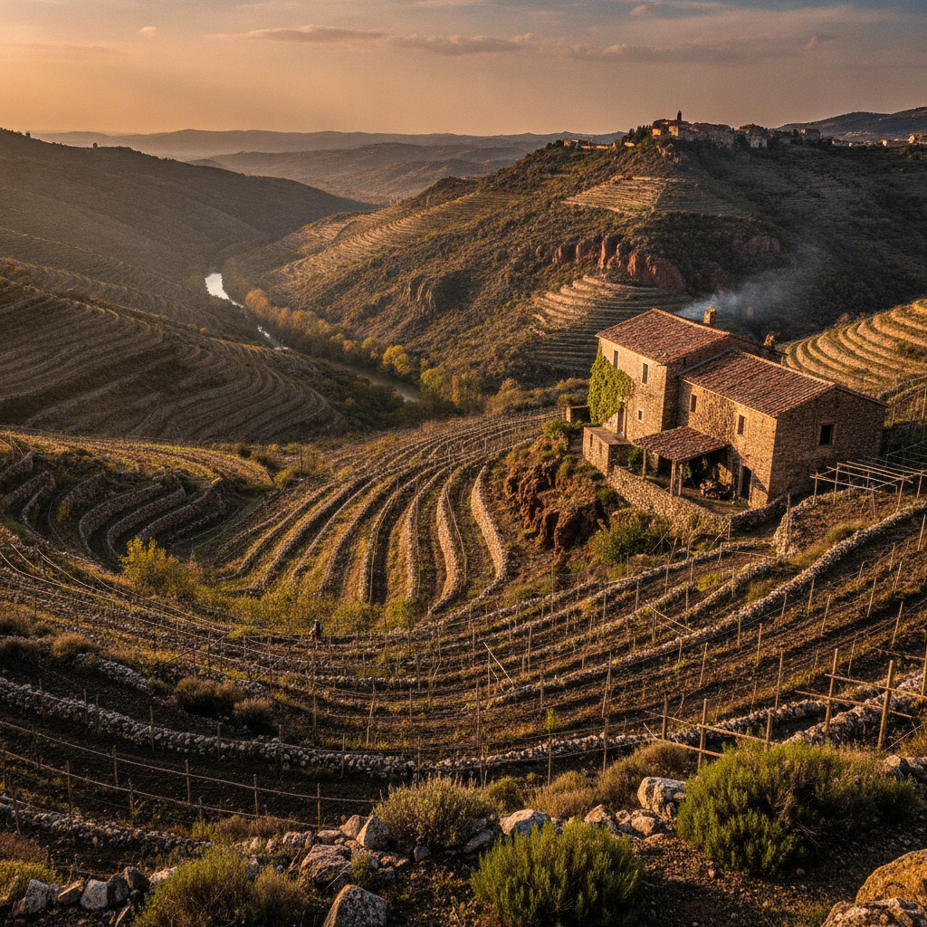 Terraced vineyards clinging to rugged hillsides in Potenza