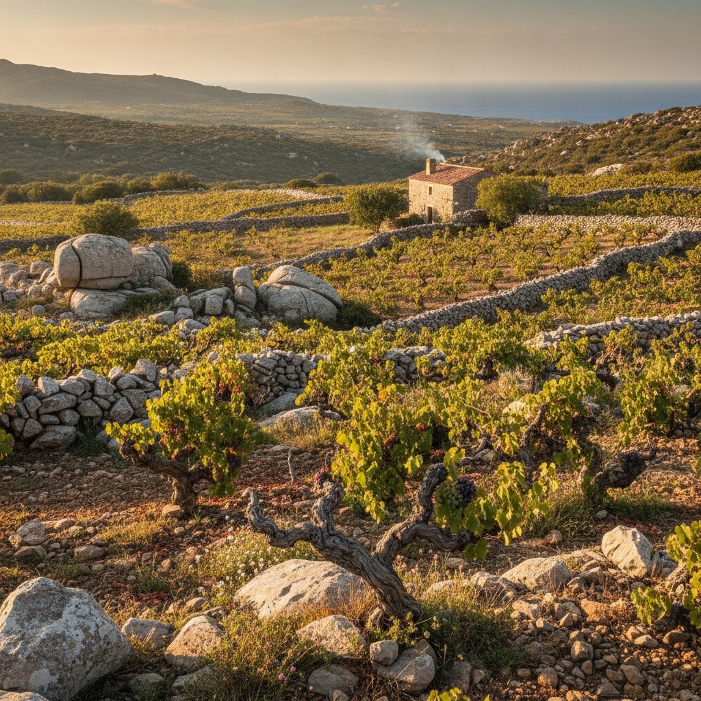 Sonnendurchflutete Weinberge in der Provinz Sassari