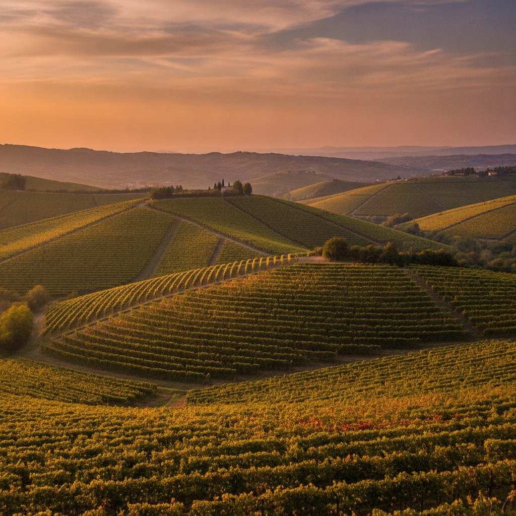 Panoramic view of Durello vineyards in the Lessini Hills