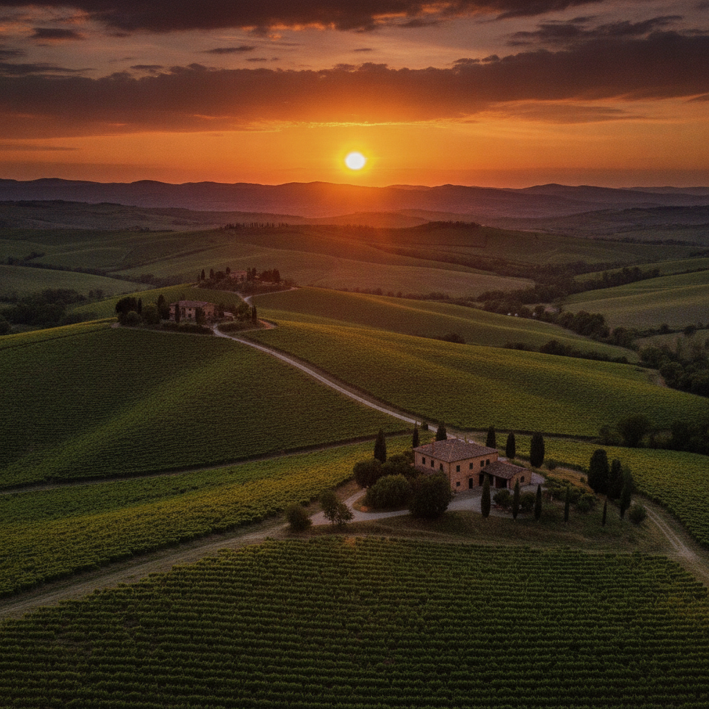 Large plan d'un coucher de soleil sur des collines
